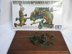 British Army 6 Pounder Anti Tank Gun with 3 Soldiers Semi-Build Model